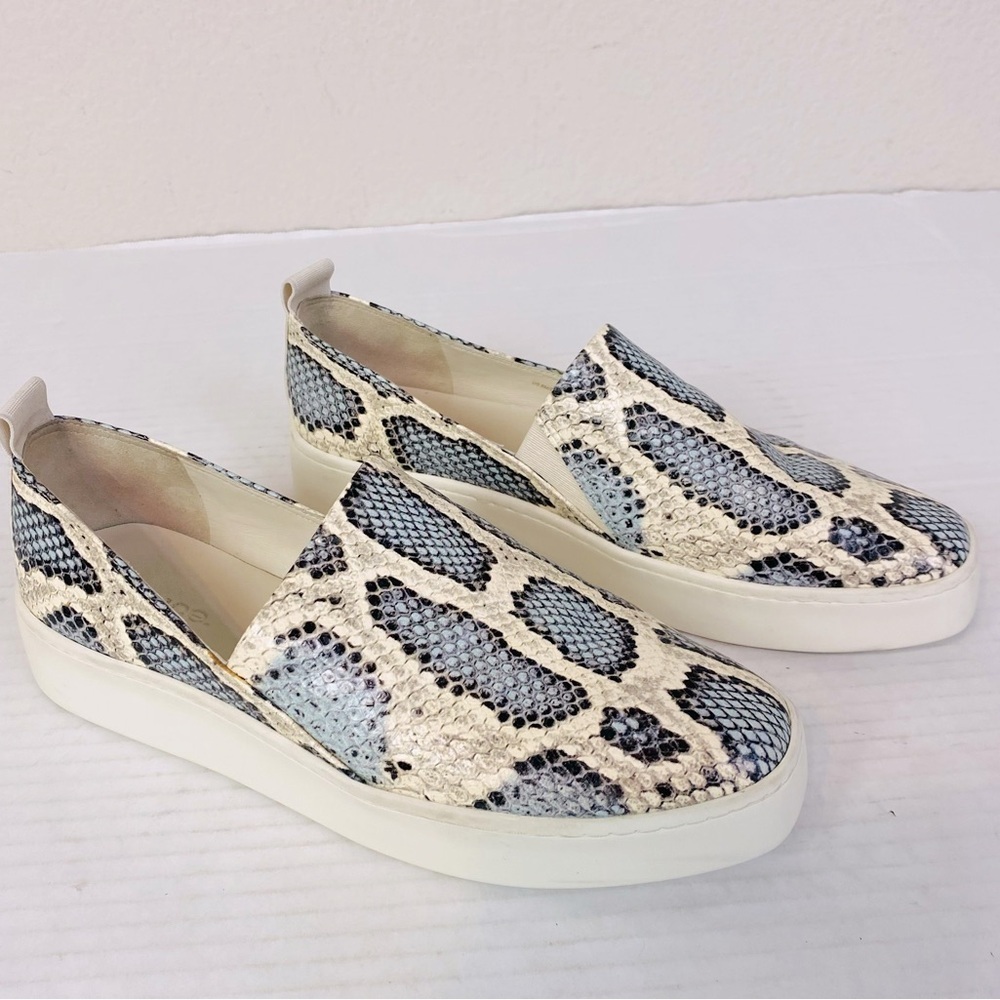 Vince Saxon Embossed Snakeskin Slip On Sneakers Size 8